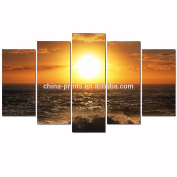 Sea Sunset Canvas Wall Art/Ocean Wave Canvas Picture for Wall/Seascape Framed Canvas Artwork